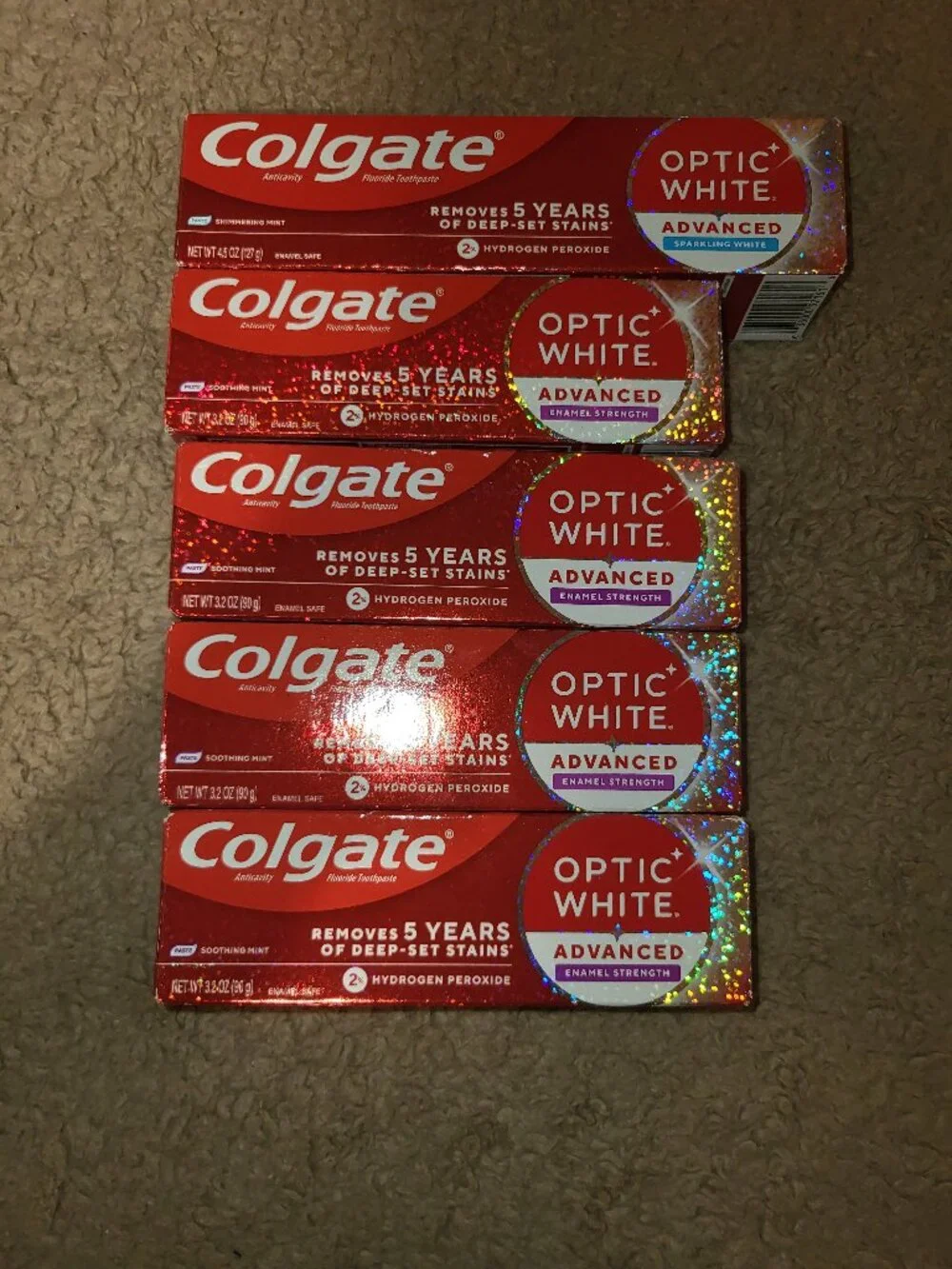Colgate Optic White Toothpaste 5 Total New Unopened